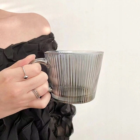 ECARLA filiżanka ryflowana duża 380ml Grafit SZK177