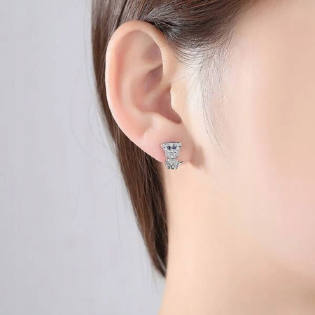 ECARLA kolczyki ze stali szlachetnej z cyrkoniami Piesek KST3302