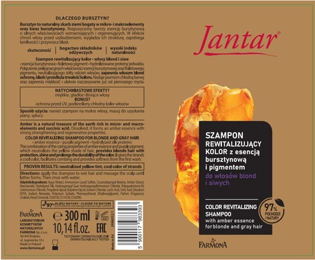 FARMONA Jantar szampon rewitalizujący kolor do włosów Blond i Siwych 300ml