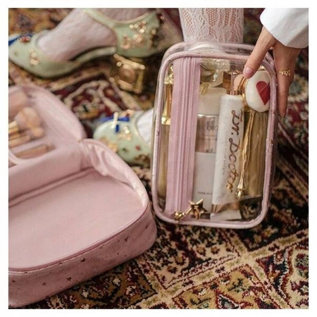 ECARLA kuferek kosmetyczka 2w1 rozkładana, różowa KS97R