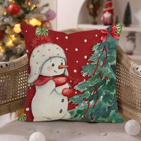 ECARLA Zima świąteczna poszewka na poduszkę 45x45cm Bałwanek POD198
