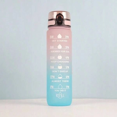 ECARLA butelka na wodę z miarką 1l Ombre Róż z miętą BD14