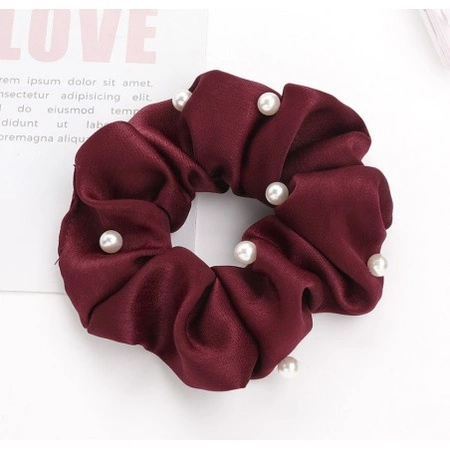 ECARLA zestaw gumek frotek z perełkami 2szt Kremowa i Bordowa GUM197