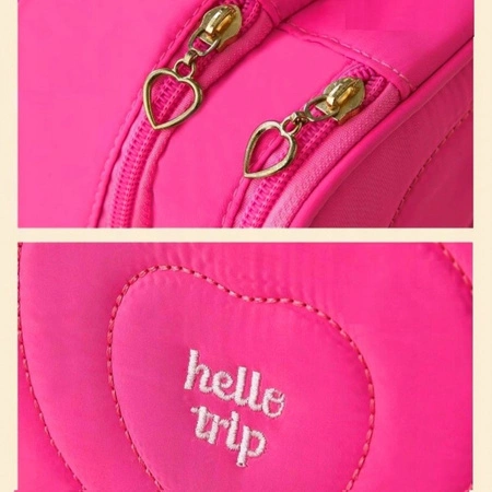 ECARLA kosmetyczka pikowana kuferek z rączką 24x9x15cm Róż KS132R