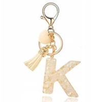 ECARLA brelok do kluczy LITERKA K biały motylek serca BRL329K