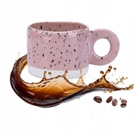 ECARLA kubek z uchem ceramiczny, nakrapiany, szkliwiony 275ml Róż CUP29