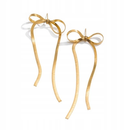 ECARLA kolczyki wiszące, złota żyłka Kokardki K1695