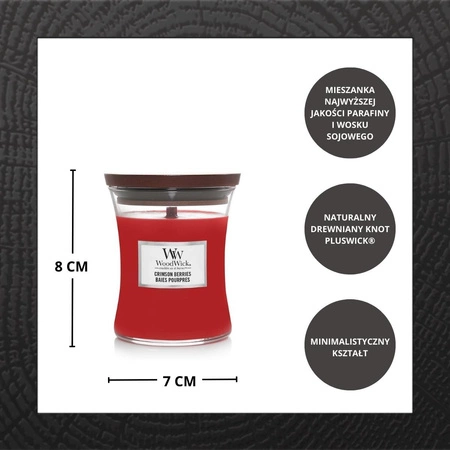 WOODWICK PlusWick mała świeca w słoiku CRIMSON BERRIES 85g