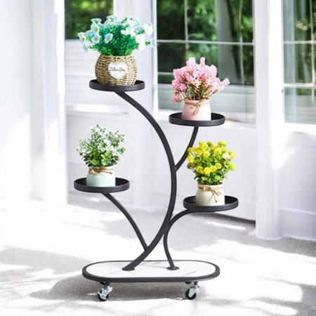 ECARLA kwietnik stojak na kwiaty metalowy na kółkach 50x25x80cm SZ43CZ