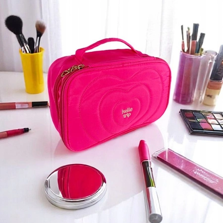 ECARLA kosmetyczka pikowana kuferek z rączką 24x9x15cm Róż KS132R