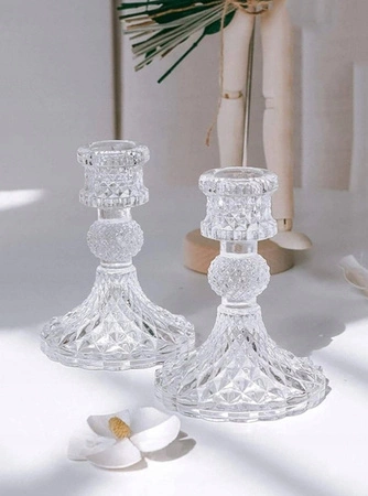 ECARLA świecznik dekoracyjny szklany Glamour 10cm SW10