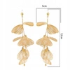 ECARLA kolczyki wiszące efektowne liście, kwiaty Złote K1678