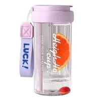 ECARLA bidon na wodę z koszyczkiem i słomką 600ml Luck! Fioletowy BD32FIO