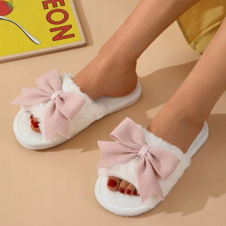 ECARLA kapcie ocieplane, antypoślizgowe z Kokardą, rozmiar 38 PAN06R38