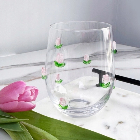 ECARLA szklanka 500ml z tulipanami SZK130