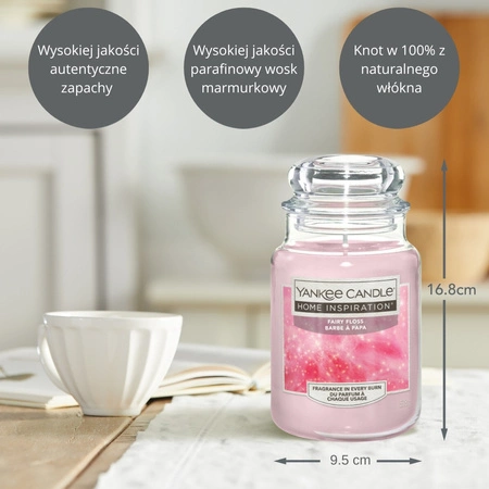 YANKEE CANDLE Home Inspiration Duża świeca w słoiku FAIRY FLOSS 538g