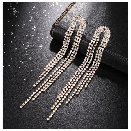 ECARLA kolczyki ozdobne cyrkonie sztyf długie 12cm K1628S