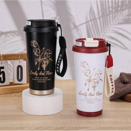 ECARLA kubek termiczny uchwytem i ustnikiem 550ml Kremowy BD28WZ4