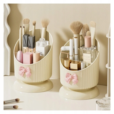 ECARLA organizer na pędzle 15,8x11cm Kremowy z różową kokardką CB67