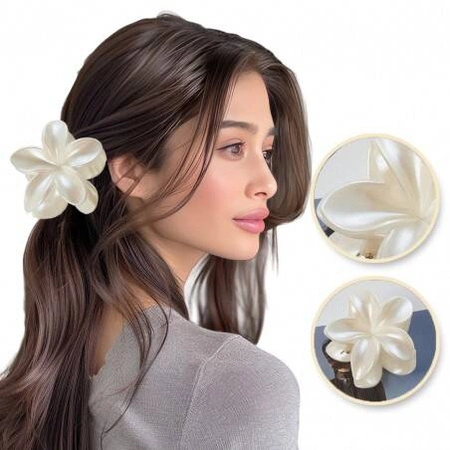 ECARLA spinka-klamra do włosów kwiat Moana Biała Perła SP330