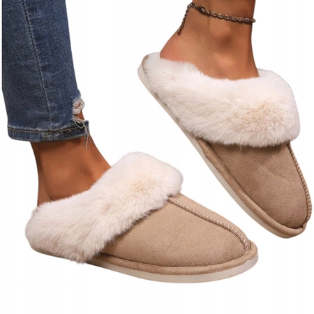 ECARLA kapcie ocieplane z futerkiem, antypoślizgowe , rozmiar 40 PAN01R40