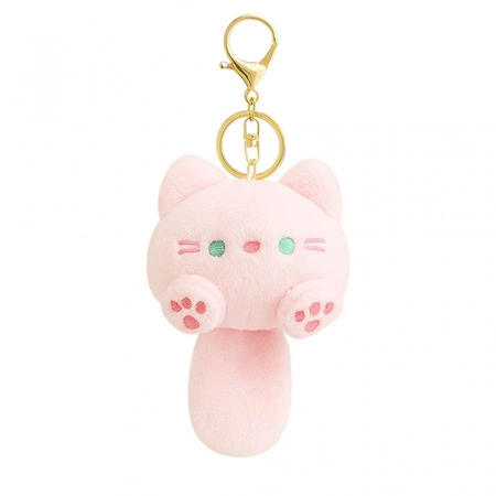 ECARLA brelok do kluczy KOT pluszowy Kotek z ogonkiem Różowy BRL364R