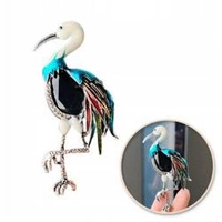 ECARLA broszka kryształowa Kolorowy Żuraw BZ162