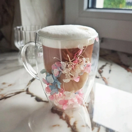 ECARLA szklanka termiczna z podwójnym dnem z hortensją w środku SZK179