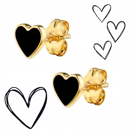 ECARLA kolczyki ze stali szlachetnej platerowanej 14k złotem SERCE KST2982