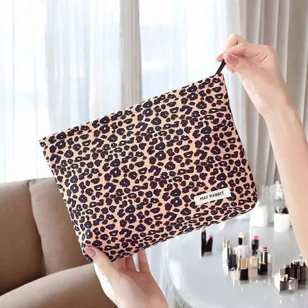 ECARLA kosmetyczka jednokomorowa materiałowa Panterka Brązowa KS119BR