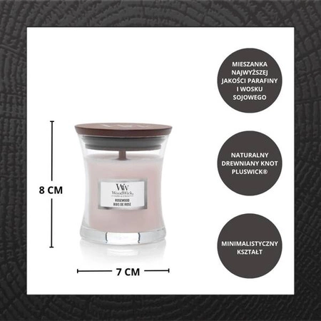 WOODWICK PlusWick mała świeca w słoiku ROSEWOOD 85g