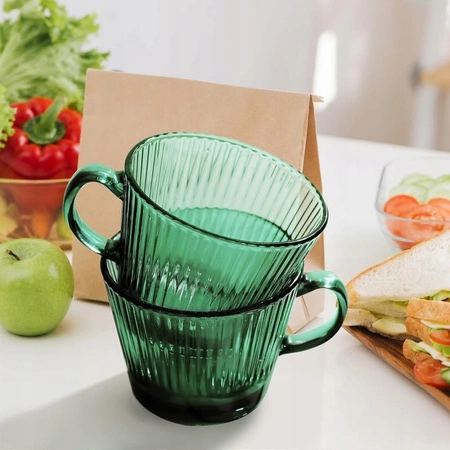 ECARLA filiżanka ryflowana duża 380ml Butelkowa Zieleń SZK178