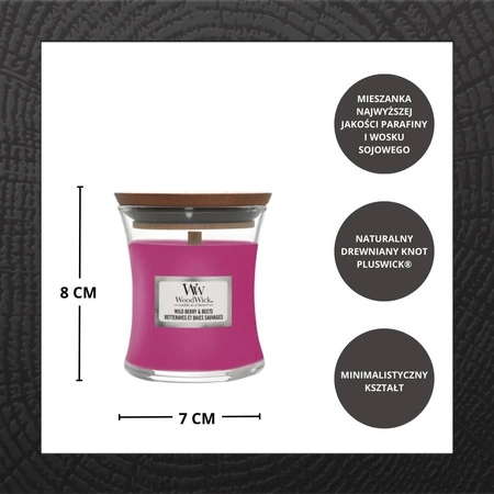 WOODWICK PlusWick mała świeca w słoiku WILD BERRY & BEETS 85g