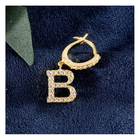 ECARLA kolczyk ze stali szlachetnej platerowanej 14k złotem Literka B KST1683B