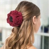 ECARLA klamra do włosów kwiat z tkaniny Bordowa SP288BOR