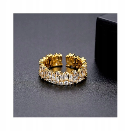 ECARLA pierścionek ze stali chirurgicznej platerowanej złotem PST930