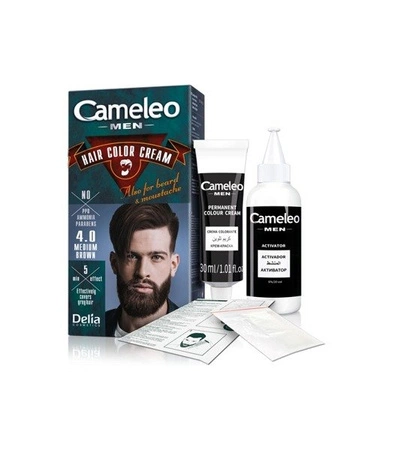 DELIA Cameleo Men Hair Color Cream farba do brody i wąsów 4.0 Medium Brown 30ml