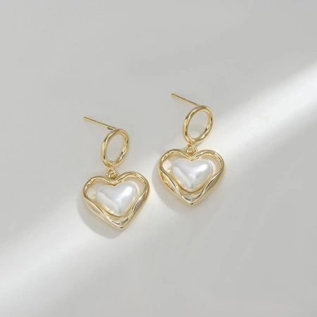 ECARLA kolczyki ze stali szlachetnej platerowanej 14k złotem SERCA KST3341