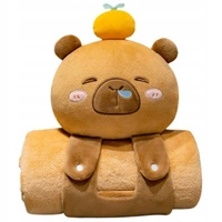 ECARLA koc z poduszką mięciutki, Flannela KAPIBARA 100x170cm KOC20