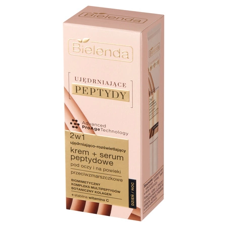 BIELENDA UJĘDRNIAJĄCE PEPTYDY 2W1 KREM+SERUM 15ML.