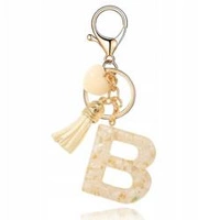 ECARLA brelok do kluczy LITERKA B biały motylek serca BRL329B