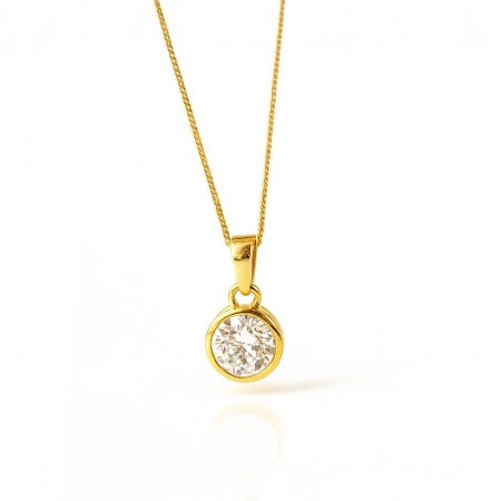 ECARLA naszyjnik ze stali szlachetnej pozłacanej CYRKONIA NST2227