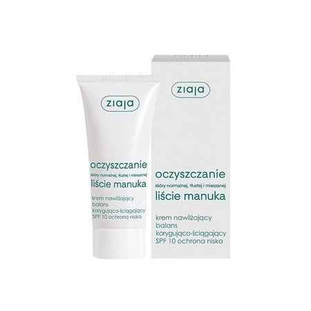 ZIAJA Liście Manuka Oczyszczanie krem nawilżający balans korygująco-ściągający SPF10 50ml
