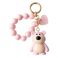 ECARLA brelok do kluczy Miś z koralikami Różowy BRL366R