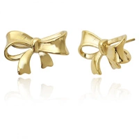 ECARLA kolczyki ze stali szlachetnej platerowanej 14k złotem KOKARDKI KST3398