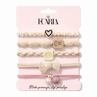 ECARLA zestaw gumek-frotek do włosów 5szt beżowe SMILE SERCE GUM193