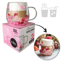 ECARLA szklanka termiczna z podwójnym dnem z hortensją w środku SZK182