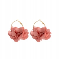 ECARLA kolczyki koła tiulowe kwiaty 6,5x5cm Róż K1677R