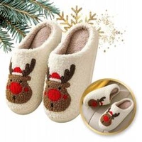 ECARLA kapcie świąteczne, ciepłe, rozmiar 39 Renifer PAN02R39