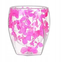ECARLA szklanka termiczna z podwójnym dnem i hortensją 300ml Róż SZK90 